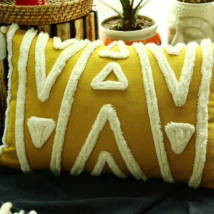 Tassels Linen Cushion Cover 30*50cm Beige Pillow Cover Handmade Boho rustic decor cream Moroccan Cushions Hand Tufted Cushion Lumbar Pillow