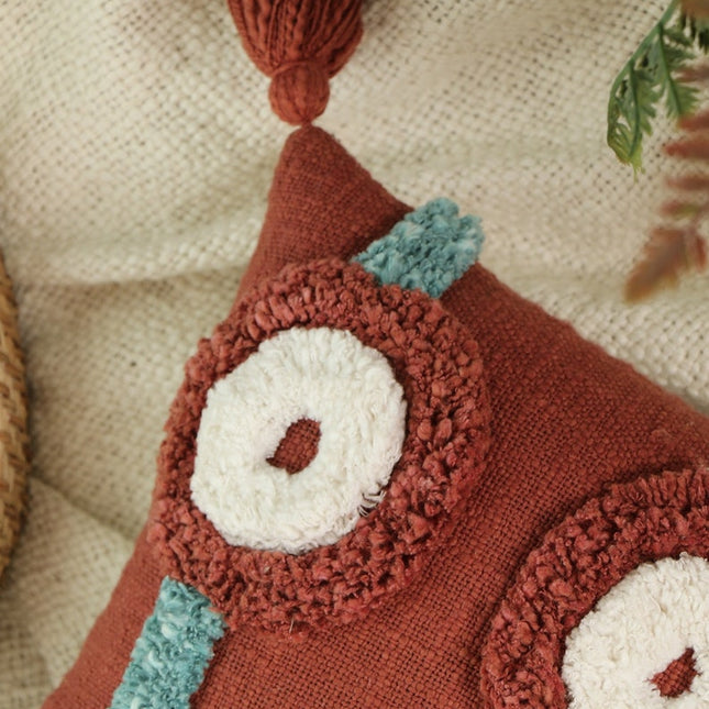 Tassels Linen Cushion Cover 50*50cm Beige Pillow Cover Handmade Boho rustic decor cream Moroccan Cushions Hand Tufted Cushion Lumbar Pillow