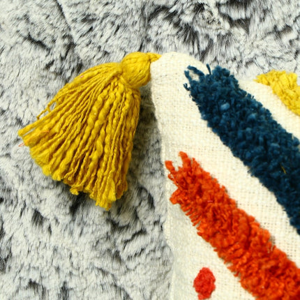 Tassels Linen Cushion Cover 30*50cm Beige Pillow Cover Handmade Boho rustic decor cream Moroccan Cushions Hand Tufted Cushion Lumbar Pillow