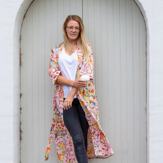 Linen Connections Frida Cotton Kimono Bathrobe Valentines Day Gift Turkish Cardigan Nightwear Dressing Gown Beach Bikini Summer CK114