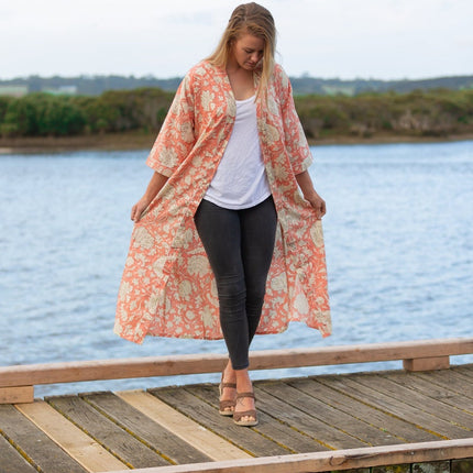 Linen Connections Frida Cotton Kimono Bathrobe Valentines Day Gift Turkish Cardigan Nightwear Dressing Gown Beach Bikini Summer CK147