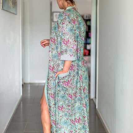 Linen Connections Frida Cotton Kimono Bathrobe Valentines Day Gift Turkish Cardigan Nightwear Dressing Gown Beach Bikini Summer CK156