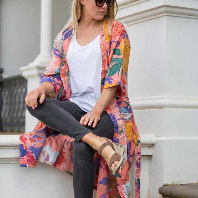 Linen Connections Frida Cotton Kimono Bathrobe Valentines Day Gift Turkish Cardigan Nightwear Dressing Gown Beach Bikini Summer CK192