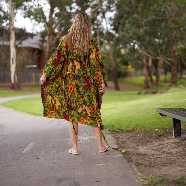 Linen Connections Frida Floral Cotton Velvet Kimono Bathrobe Gift for her, Bridal Robes CK76