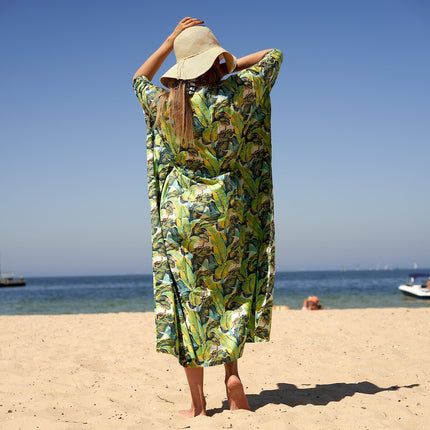 Cotton Kaftan, Caftan, Maxi Dress, Kimono, Cotton Dress, Caridgan, Mother's Day, Gift Maternity Gown - White Floral Anthro