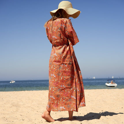 Cotton Kaftan, Caftan, Maxi Dress, Kimono, Cotton Dress, Caridgan, Mother's Day, Gift Maternity Gown - White Floral Anthro