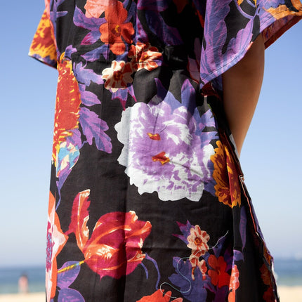 Cotton Kaftan, Caftan, Maxi Dress, Kimono, Cotton Dress, Caridgan, Mother's Day, Gift Maternity Gown - White Floral Anthro