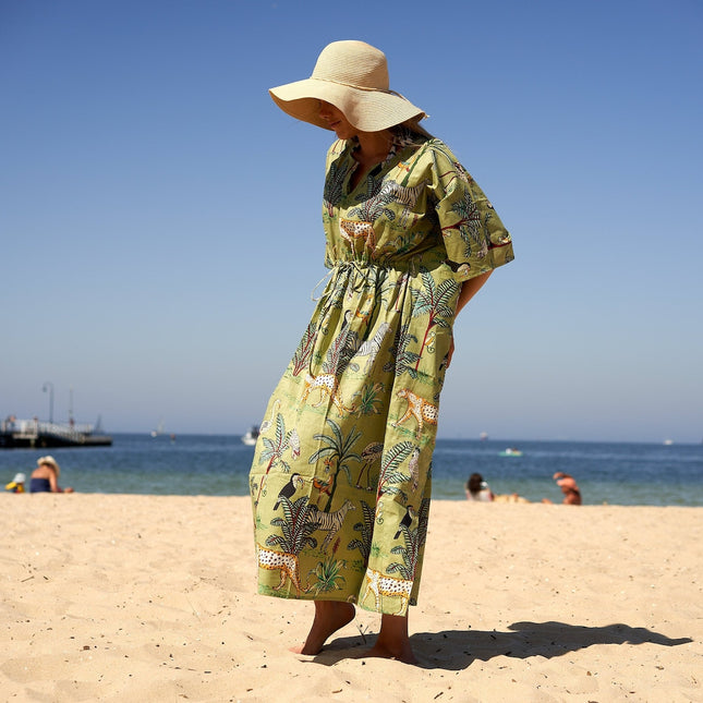 Cotton Kaftan, Caftan, Maxi Dress, Kimono, Cotton Dress, Caridgan, Mother's Day, Gift Maternity Gown - White Floral Anthro