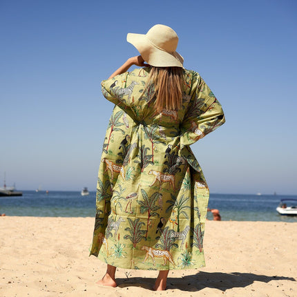 Cotton Kaftan, Caftan, Maxi Dress, Kimono, Cotton Dress, Caridgan, Mother's Day, Gift Maternity Gown - White Floral Anthro