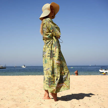 Cotton Kaftan, Caftan, Maxi Dress, Kimono, Cotton Dress, Caridgan, Mother's Day, Gift Maternity Gown - White Floral Anthro