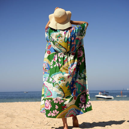 Cotton Kaftan, Caftan, Maxi Dress, Kimono, Cotton Dress, Caridgan, Mother's Day, Gift Maternity Gown - White Floral Anthro