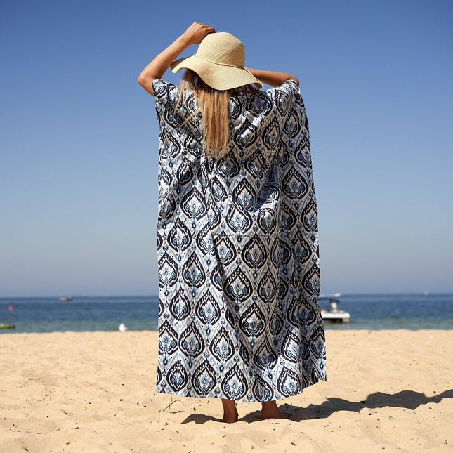 Cotton Kaftan, Caftan, Maxi Dress, Kimono, Cotton Dress, Caridgan, Mother's Day, Gift Maternity Gown - White Floral Anthro