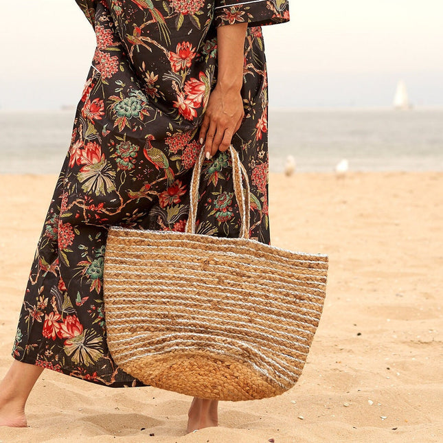 Hand woven rattan jute Bali tote shopping bag - Bohemian Eclectic Boho Global Style - womens ladies fashion - cane bag purse rattan wicker