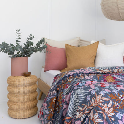 Kantha Quilt Indian Quilt Block Print Quilt Bedspread Bohemian Boho Cotton Throw Quilt Handmade Blanket Doona King Size