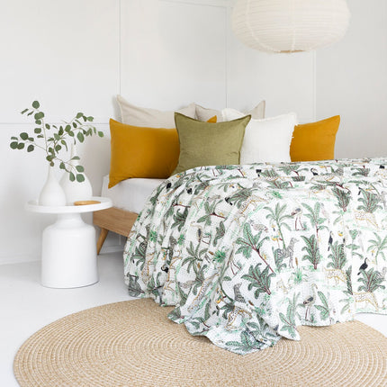 Kantha Quilt Indian Quilt Block Print Quilt Bedspread Bohemian Boho Cotton Throw Quilt Handmade Blanket Doona King Size