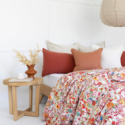 Kantha Quilt Indian Quilt Block Print Quilt Bedspread Bohemian Boho Cotton Throw Quilt Handmade Blanket Doona King Size