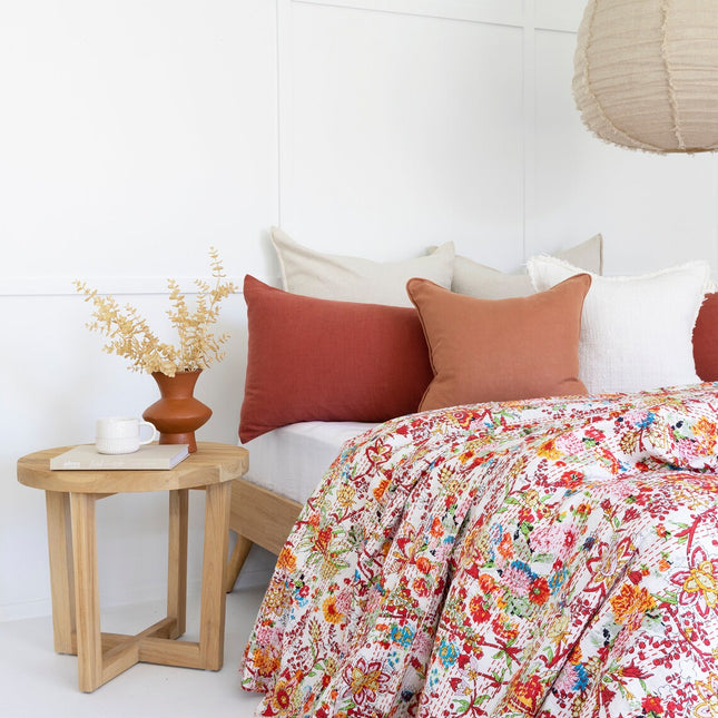 Kantha Quilt Indian Quilt Block Print Quilt Bedspread Bohemian Boho Cotton Throw Quilt Handmade Blanket Doona King Size