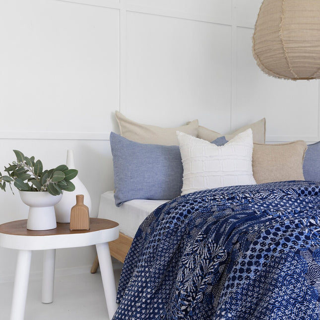 Kantha Quilt Indian Quilt Block Print Quilt Bedspread Bohemian Boho Cotton Throw Quilt Handmade Blanket Doona King Size