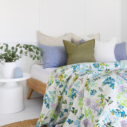 Kantha Quilt Indian Quilt Block Print Quilt Bedspread Bohemian Boho Cotton Throw Quilt Handmade Blanket Doona King Size