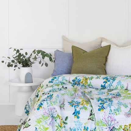 Kantha Quilt Indian Quilt Block Print Quilt Bedspread Bohemian Boho Cotton Throw Quilt Handmade Blanket Doona King Size