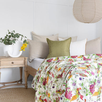 Kantha Quilt Indian Quilt Block Print Quilt Bedspread Bohemian Boho Cotton Throw Quilt Handmade Blanket Doona King Size