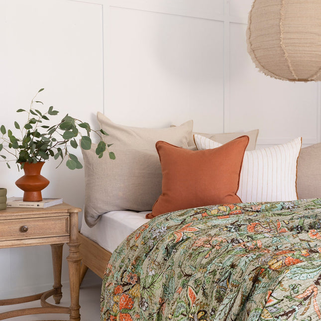 Kantha Quilt Indian Quilt Block Print Quilt Bedspread Bohemian Boho Cotton Throw Quilt Handmade Blanket Doona King Size