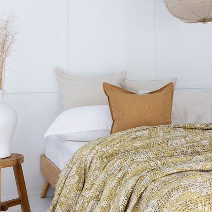 Kantha Quilt Indian Quilt Block Print Quilt Bedspread Bohemian Boho Cotton Throw Quilt Handmade Blanket Doona King Size