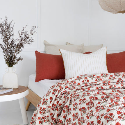 Kantha Quilt Indian Quilt Block Print Quilt Bedspread Bohemian Boho Cotton Throw Quilt Handmade Blanket Doona King Size