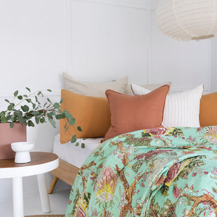 Kantha Quilt Indian Quilt Block Print Quilt Bedspread Bohemian Boho Cotton Throw Quilt Handmade Blanket Doona King Size