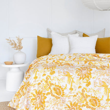 Kantha Quilt Indian Quilt Block Print Quilt Bedspread Bohemian Boho Cotton Throw Quilt Handmade Blanket Doona King Size