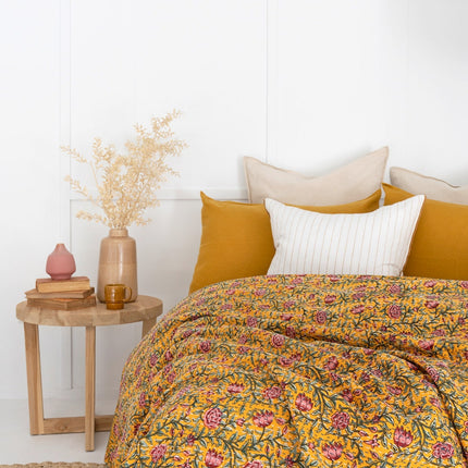 Kantha Quilt Indian Quilt Block Print Quilt Bedspread Bohemian Boho Cotton Throw Quilt Handmade Blanket Doona King Size