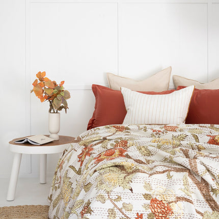 Kantha Quilt Indian Quilt Block Print Quilt Bedspread Bohemian Boho Cotton Throw Quilt Handmade Blanket Doona King Size