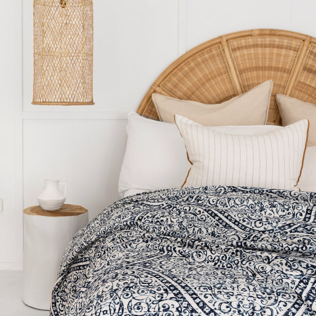 Kantha Quilt Indian Quilt Block Print Quilt Bedspread Bohemian Boho Cotton Throw Quilt Handmade Blanket Doona King Size