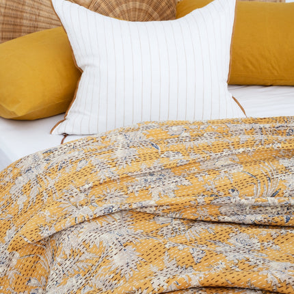 Kantha Quilt Indian Quilt Block Print Quilt Bedspread Bohemian Boho Cotton Throw Quilt Handmade Blanket Doona King Size