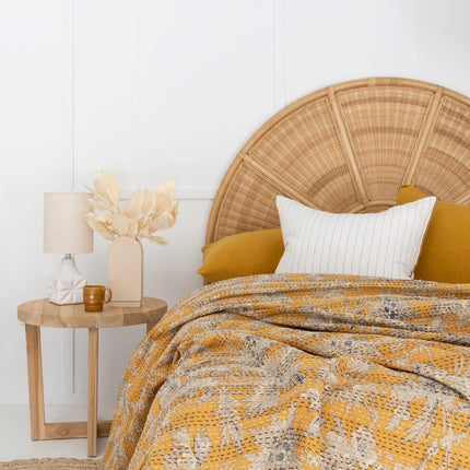 Kantha Quilt Indian Quilt Block Print Quilt Bedspread Bohemian Boho Cotton Throw Quilt Handmade Blanket Doona King Size