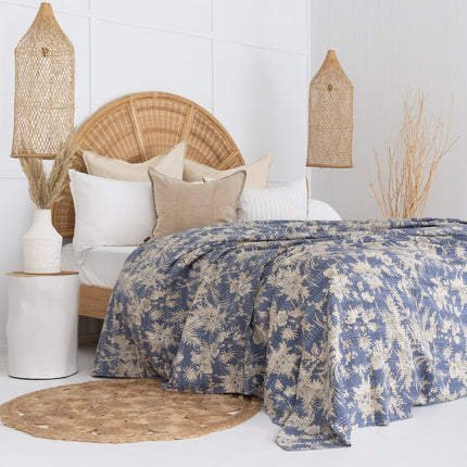 Kantha Quilt Indian Quilt Block Print Quilt Bedspread Bohemian Boho Cotton Throw Quilt Handmade Blanket Doona King Size