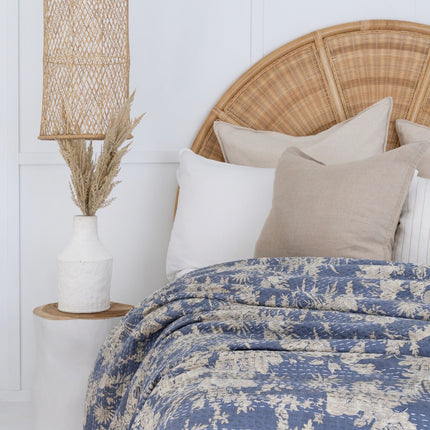 Kantha Quilt Indian Quilt Block Print Quilt Bedspread Bohemian Boho Cotton Throw Quilt Handmade Blanket Doona King Size