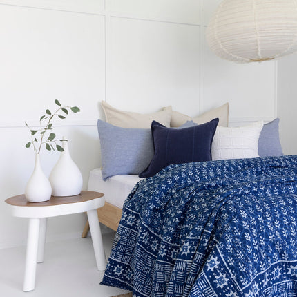 Kantha Quilt Indian Quilt Block Print Quilt Bedspread Bohemian Boho Cotton Throw Quilt Handmade Blanket Doona King Size