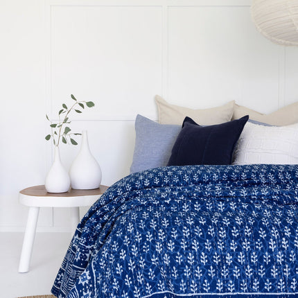 Kantha Quilt Indian Quilt Block Print Quilt Bedspread Bohemian Boho Cotton Throw Quilt Handmade Blanket Doona King Size