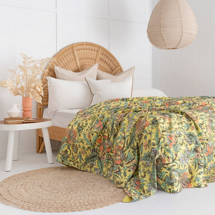 Kantha Quilt Indian Quilt Block Print Quilt Bedspread Bohemian Boho Cotton Throw Quilt Handmade Blanket Doona King Size