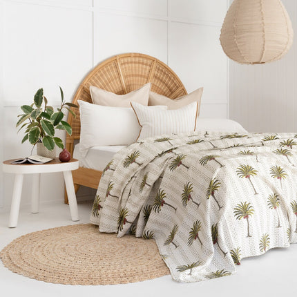 Kantha Quilt Indian Quilt Block Print Quilt Bedspread Bohemian Boho Cotton Throw Quilt Handmade Blanket Doona King Size