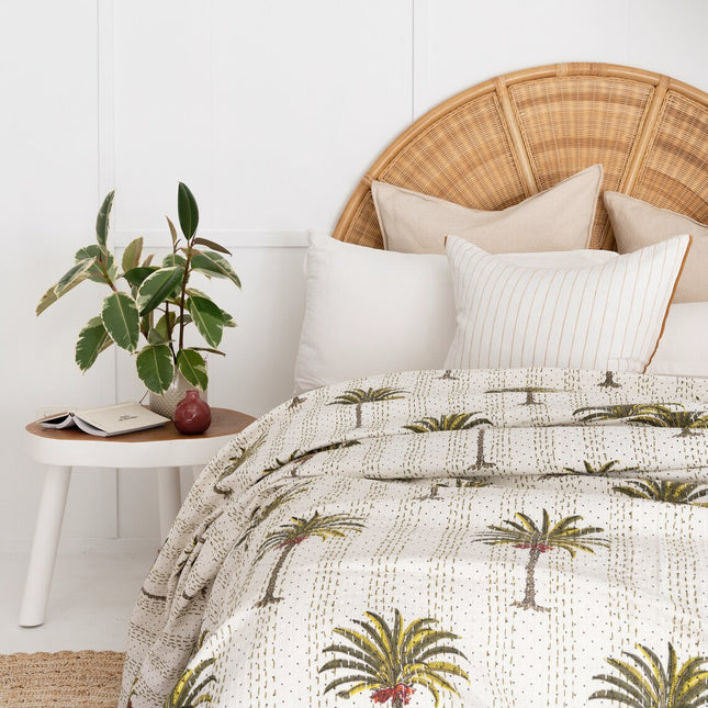 Kantha Quilt Indian Quilt Block Print Quilt Bedspread Bohemian Boho Cotton Throw Quilt Handmade Blanket Doona King Size