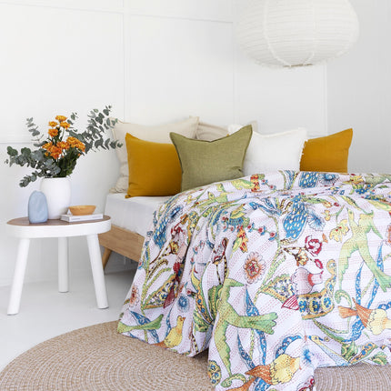 Kantha Quilt Indian Quilt Block Print Quilt Bedspread Bohemian Boho Cotton Throw Quilt Handmade Blanket Doona King Size