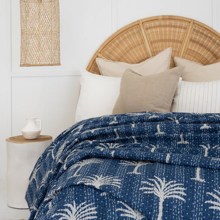 Kantha Quilt Indian Quilt Block Print Quilt Bedspread Bohemian Boho Cotton Throw Quilt Handmade Blanket Doona King Size