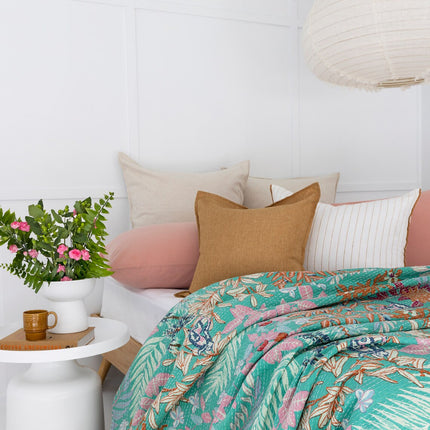 Kantha Quilt Indian Quilt Block Print Quilt Bedspread Bohemian Boho Cotton Throw Quilt Handmade Blanket Doona King Size