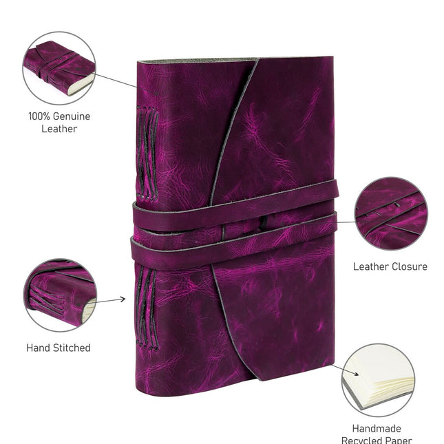 Vintage Leather Journal Recycled Paper Journal, For Notes, Notebook, Sketch book, Diary, Handmade Book,100% Recycled Rag,Tree Free Paper