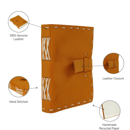 Vintage Leather Journal Recycled Paper Journal, For Notes, Notebook, Sketch book, Diary, Handmade Book,100% Recycled Rag,Tree Free Paper