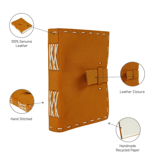 Vintage Leather Journal Recycled Paper Journal, For Notes, Notebook, Sketch book, Diary, Handmade Book,100% Recycled Rag,Tree Free Paper