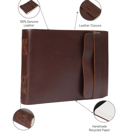 Vintage Leather Journal Recycled Paper Journal, For Notes, Notebook, Sketch book, Diary, Handmade Book,100% Recycled Rag,Tree Free Paper