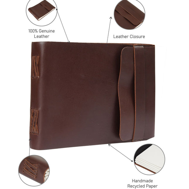 Vintage Leather Journal Recycled Paper Journal, For Notes, Notebook, Sketch book, Diary, Handmade Book,100% Recycled Rag,Tree Free Paper